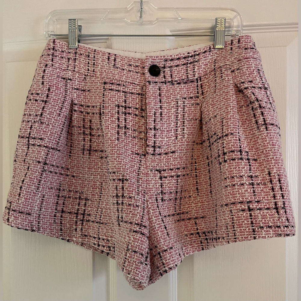Maeve by Anthropologie Plaid Tweed Shorts Pink Combo Sz. 6 NWT
